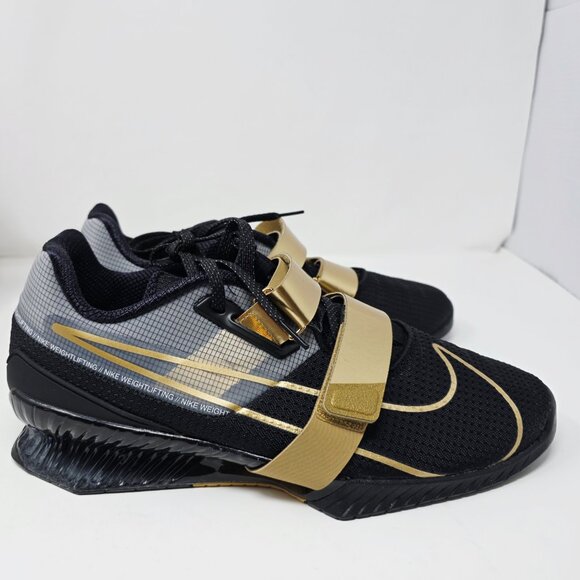 Nike Romaleos 4 Weightlifting Shoes Black Metallic Gold CD3463-001 Men\'s Size 12 main image 4